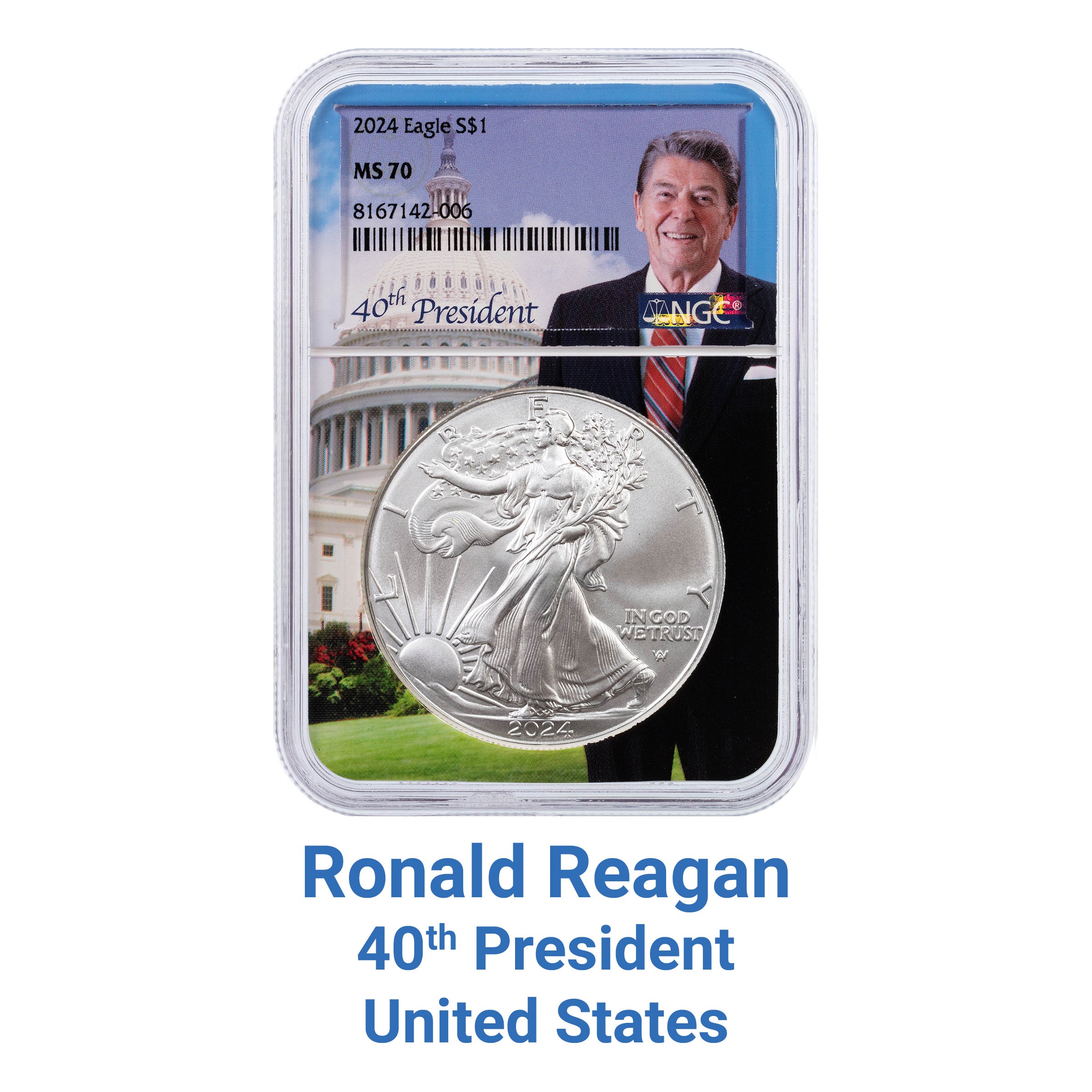 2024 American Silver Eagle NGC MS70 Ronald Reagan Holder