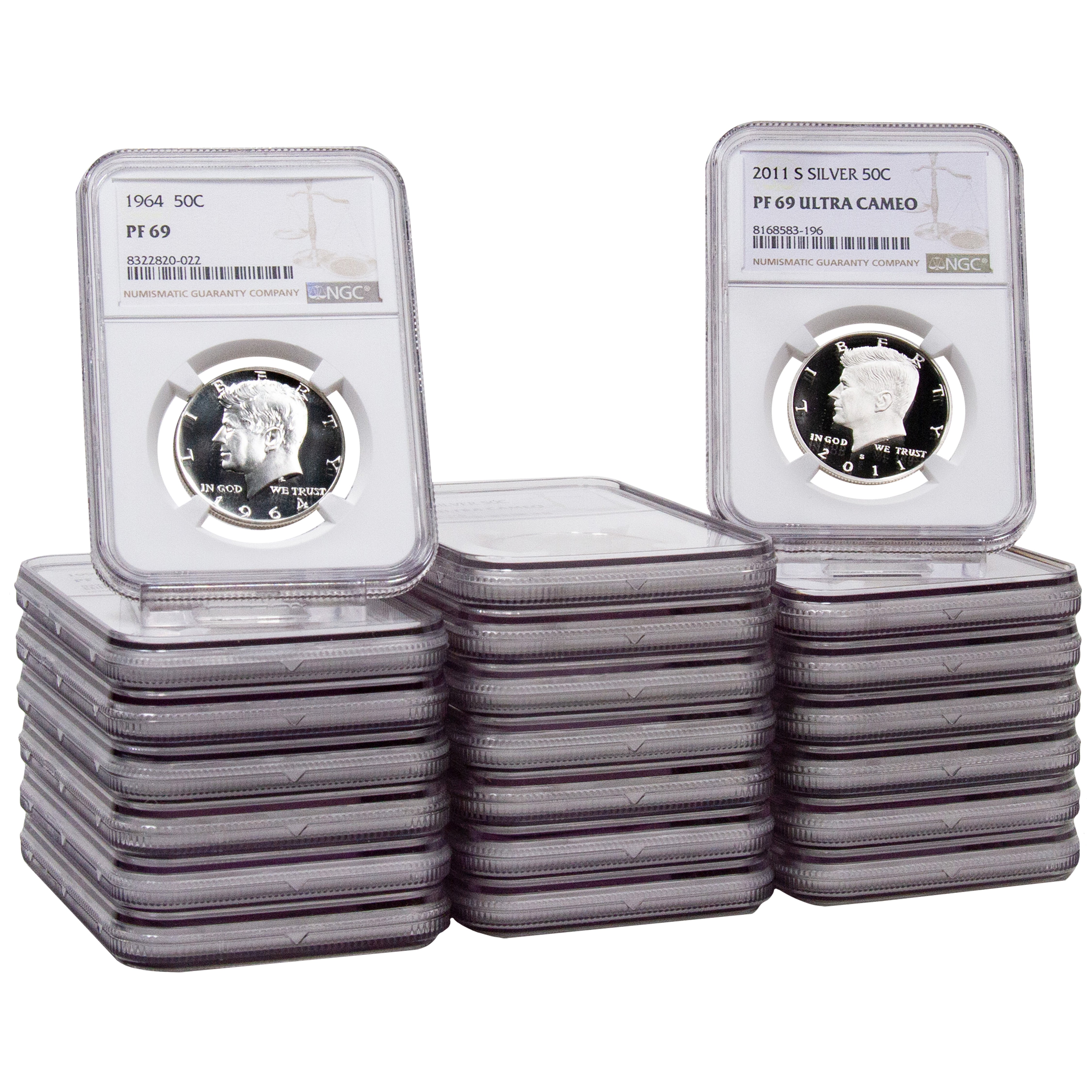 Set of 21: 1964 Kennedy Half Dollar Proof 69 & 1992-S to 2011-S Silver Kennedy Half Dollars Proof 69 Ultra Cameo