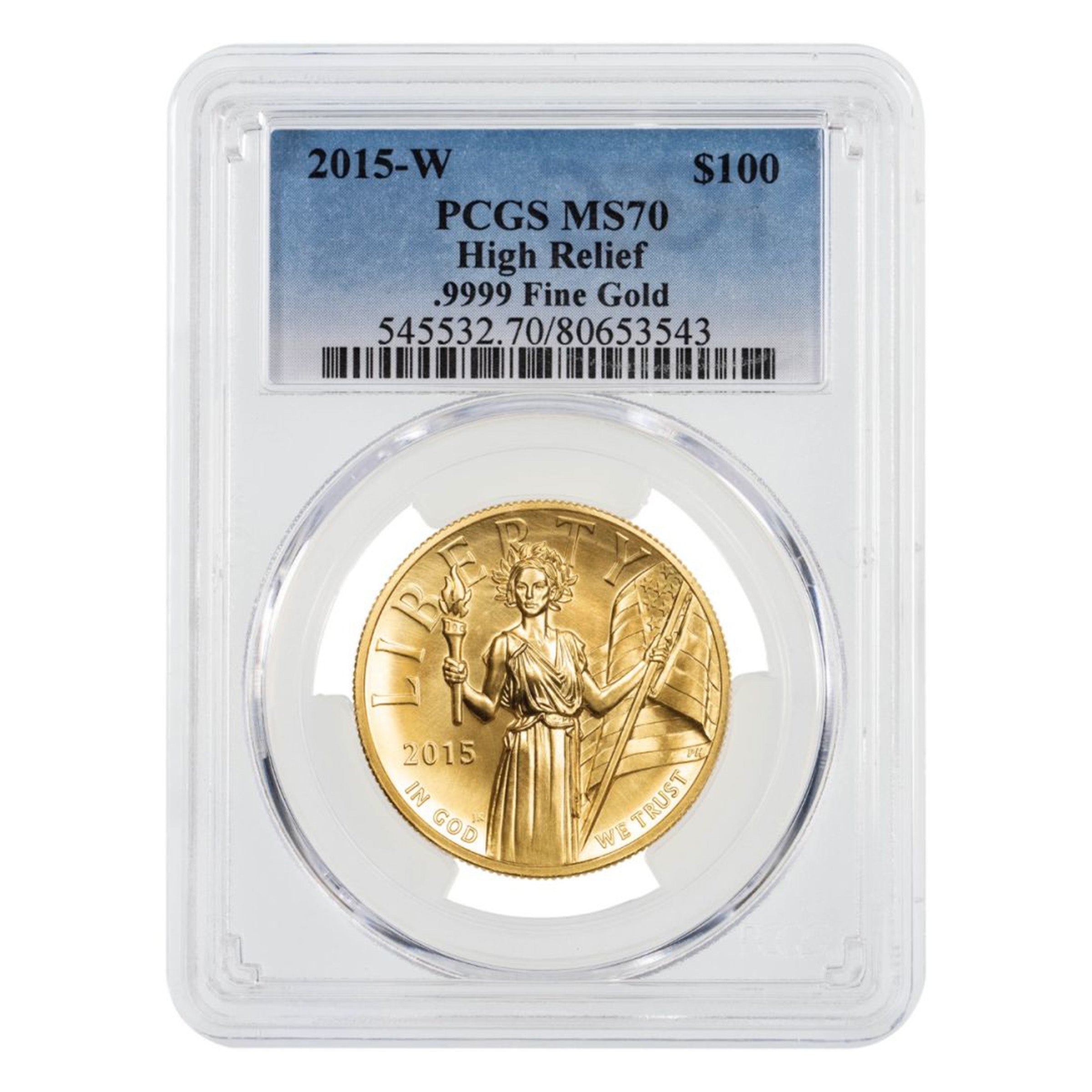 2015-W 1oz High Relief $100 American Gold Liberty NGC/PCGS MS70